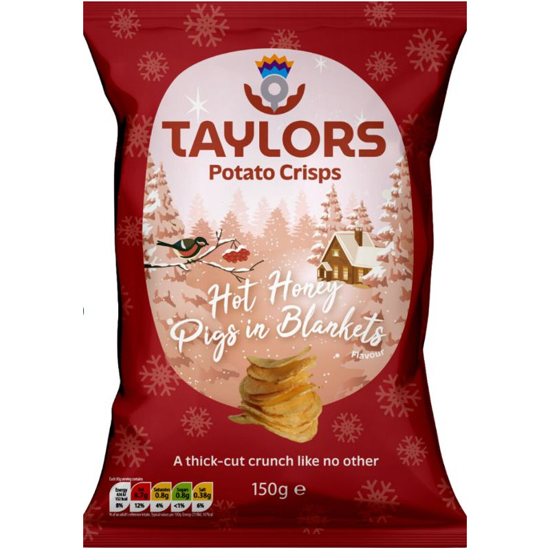 Festliche, scharfe Kartoffelchips mit Honiggeschmack „Würstchen im Schlafrock“