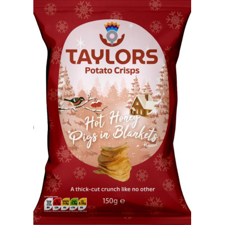 Festliche, scharfe Kartoffelchips mit Honiggeschmack „Würstchen im Schlafrock“